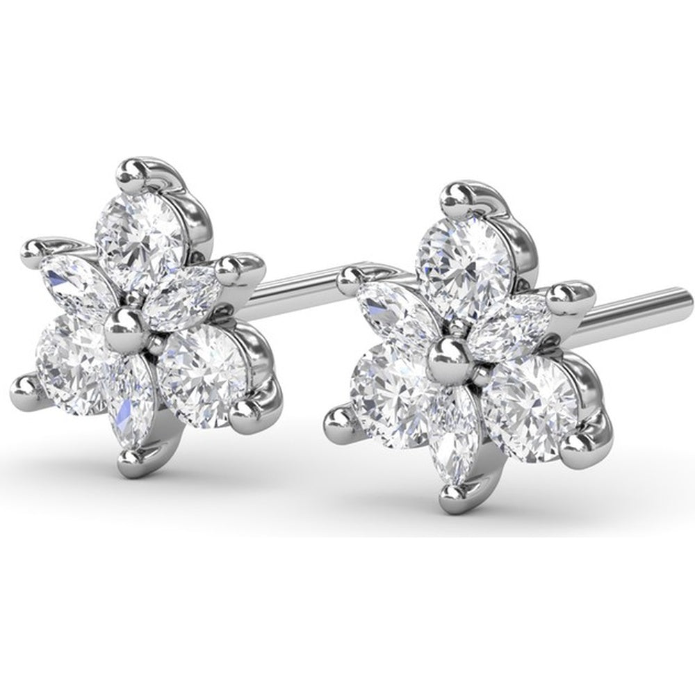 Trio Stud Earrings with Marquise and Round Diamonds by Fana - 0.70 Carat Total Diamond Weight