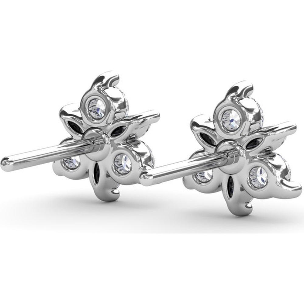 Trio Stud Earrings with Marquise and Round Diamonds by Fana - 0.70 Carat Total Diamond Weight