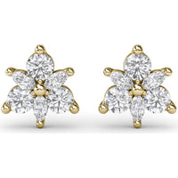 Trio Stud Earrings with Marquise and Round Diamonds by Fana - 0.70 Carat Total Diamond Weight