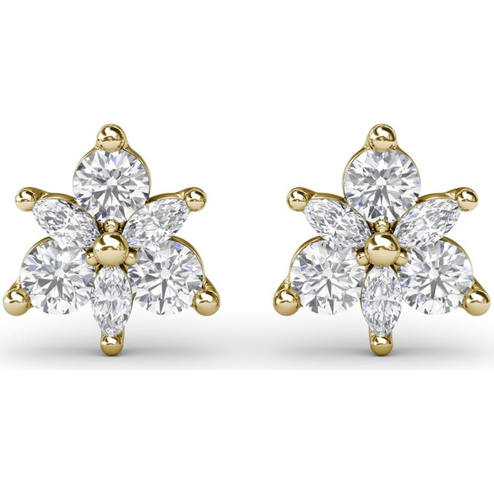 Trio Stud Earrings with Marquise and Round Diamonds by Fana - 0.70 Carat Total Diamond Weight