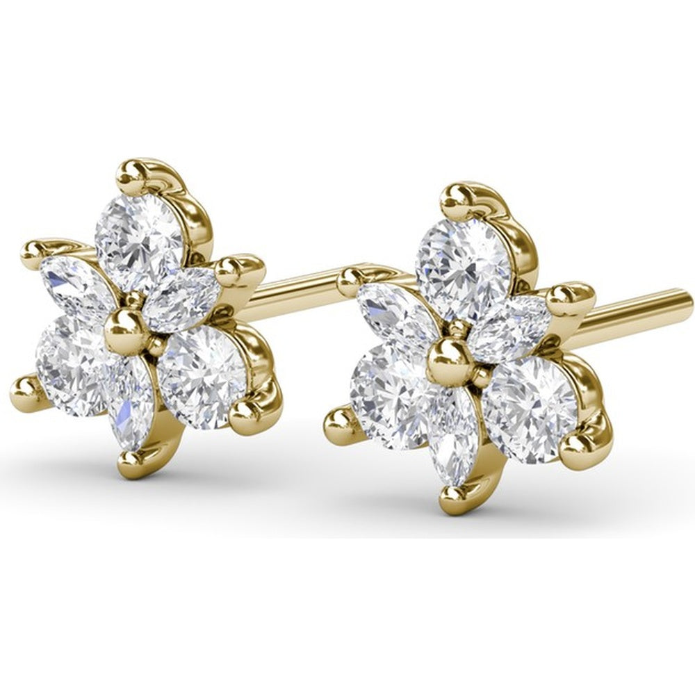 Trio Stud Earrings with Marquise and Round Diamonds by Fana - 0.70 Carat Total Diamond Weight