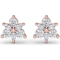 Trio Stud Earrings with Marquise and Round Diamonds by Fana - 0.70 Carat Total Diamond Weight