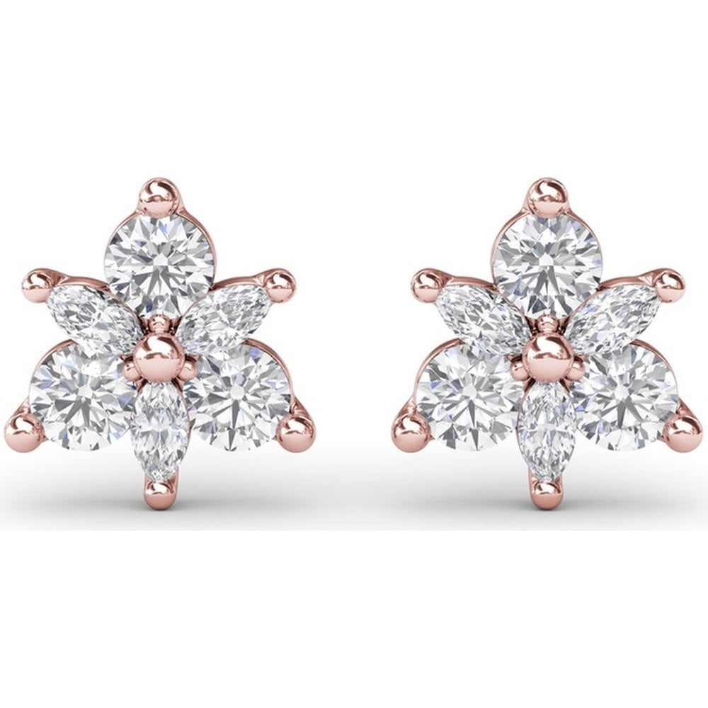 Trio Stud Earrings with Marquise and Round Diamonds by Fana - 0.70 Carat Total Diamond Weight