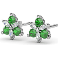 Trio Stud Earrings with Pear Emeralds and Marquise Diamonds by Fana - 0.76 Carat Total Gemstone Weight