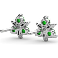 Trio Stud Earrings with Pear Emeralds and Marquise Diamonds by Fana - 0.76 Carat Total Gemstone Weight