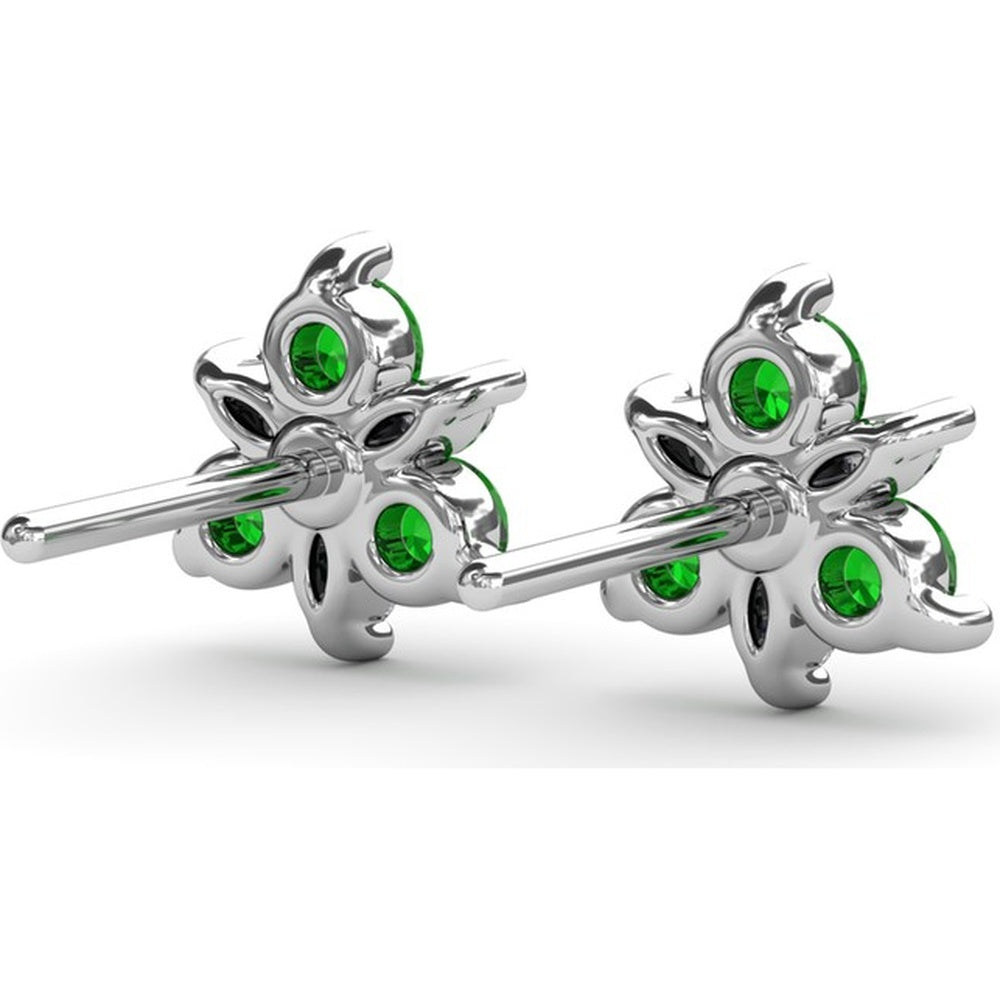 Trio Stud Earrings with Pear Emeralds and Marquise Diamonds by Fana - 0.76 Carat Total Gemstone Weight