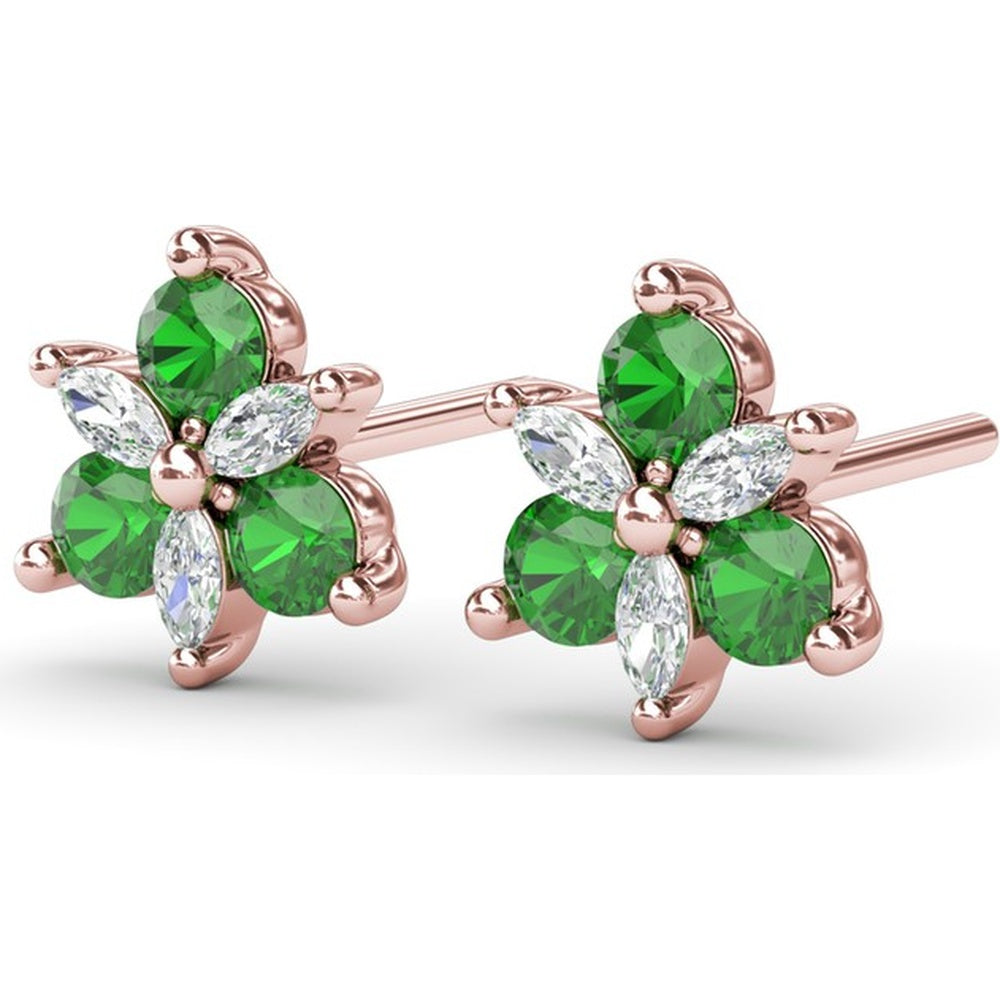 Trio Stud Earrings with Pear Emeralds and Marquise Diamonds by Fana - 0.76 Carat Total Gemstone Weight
