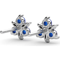 Trio Stud Earrings with Round Sapphires and Marquise Diamonds by Fana - 0.82 Carat Total Gemstone Weight