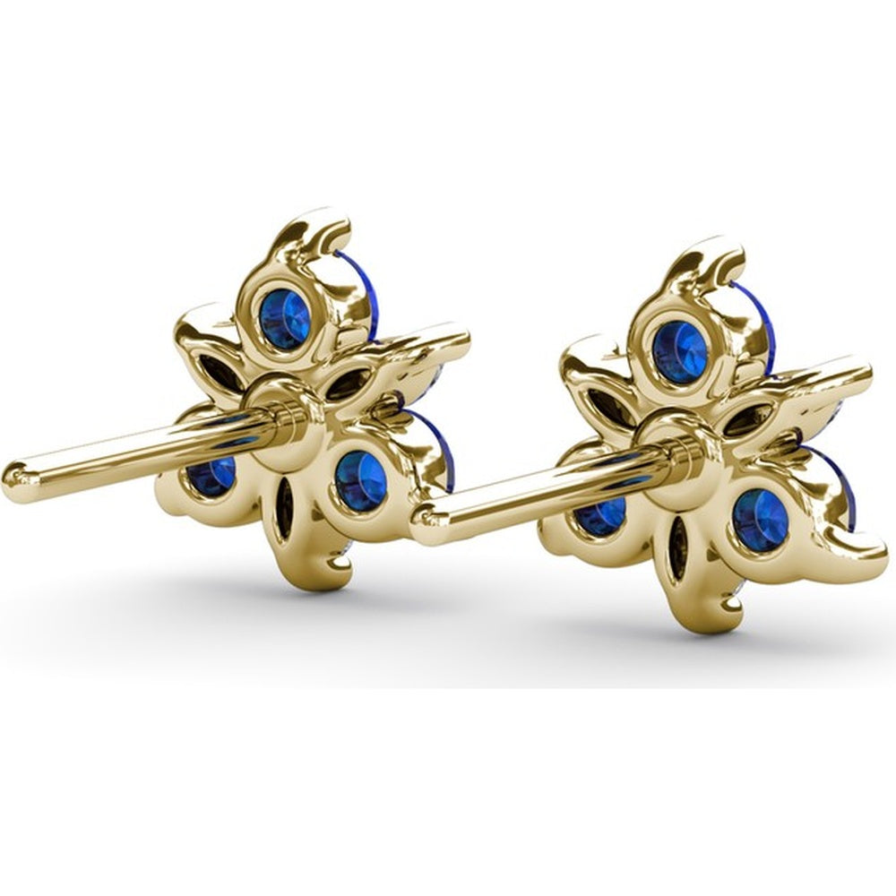 Trio Stud Earrings with Round Sapphires and Marquise Diamonds by Fana - 0.82 Carat Total Gemstone Weight