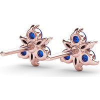 Trio Stud Earrings with Round Sapphires and Marquise Diamonds by Fana - 0.82 Carat Total Gemstone Weight