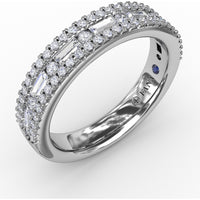 Triple-Row Band with Baguette and Round Diamonds by Fana - 0.84 Carat Total Diamond Weight