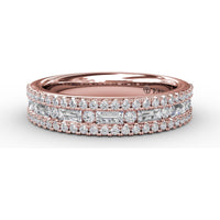 Triple-Row Band with Baguette and Round Diamonds by Fana - 0.84 Carat Total Diamond Weight