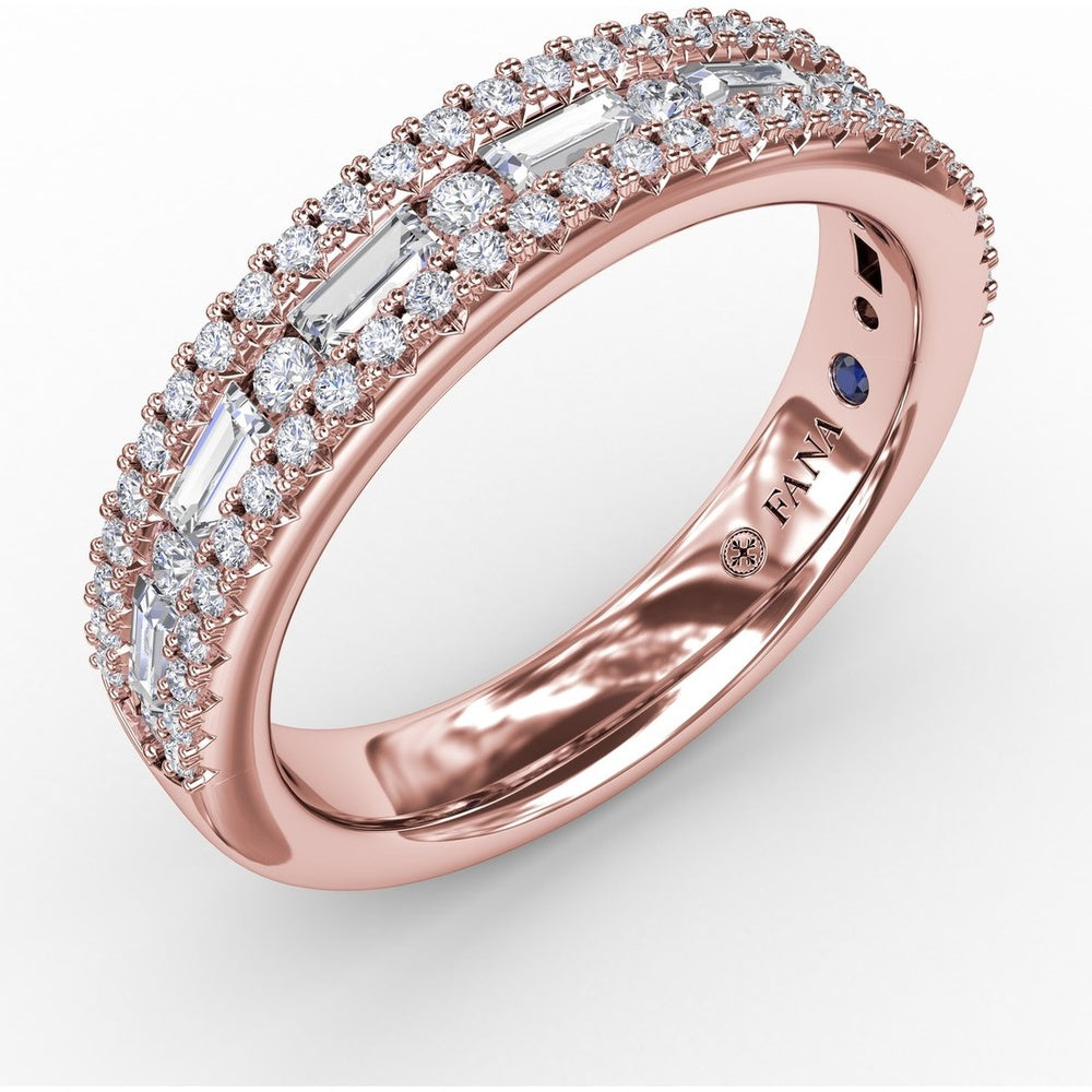 Triple-Row Band with Baguette and Round Diamonds by Fana - 0.84 Carat Total Diamond Weight