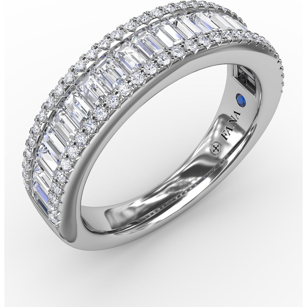 Triple-Row Band with Baguette and Round Pavé Diamonds by Fana - 1.49 Carat Total Diamond Weight