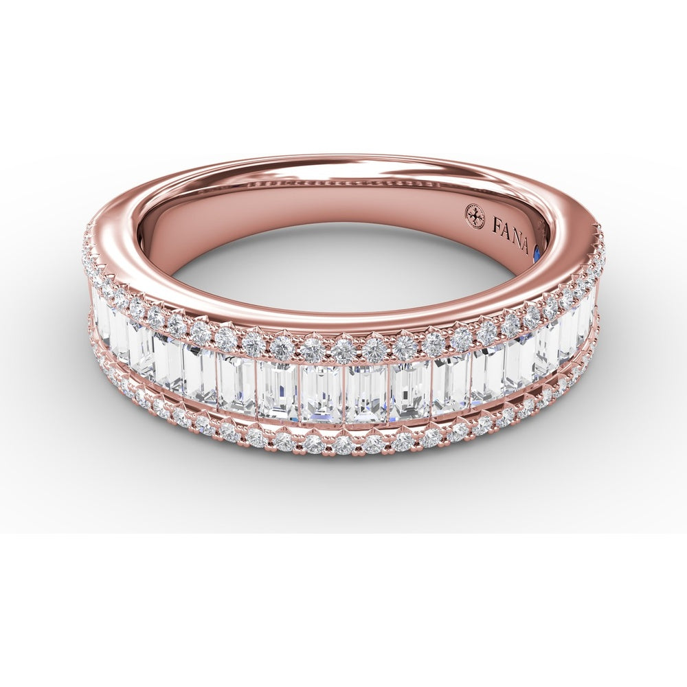 Triple-Row Band with Baguette and Round Pavé Diamonds by Fana - 1.49 Carat Total Diamond Weight