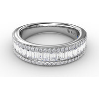 Triple-Row Band with Baguette and Round Pavé Diamonds by Fana - 1.49 Carat Total Diamond Weight