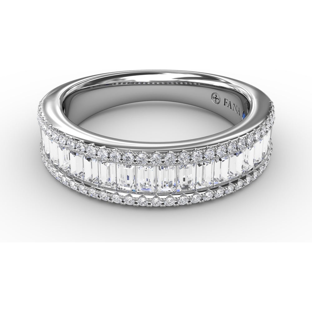 Triple-Row Band with Baguette and Round Pavé Diamonds by Fana - 1.49 Carat Total Diamond Weight