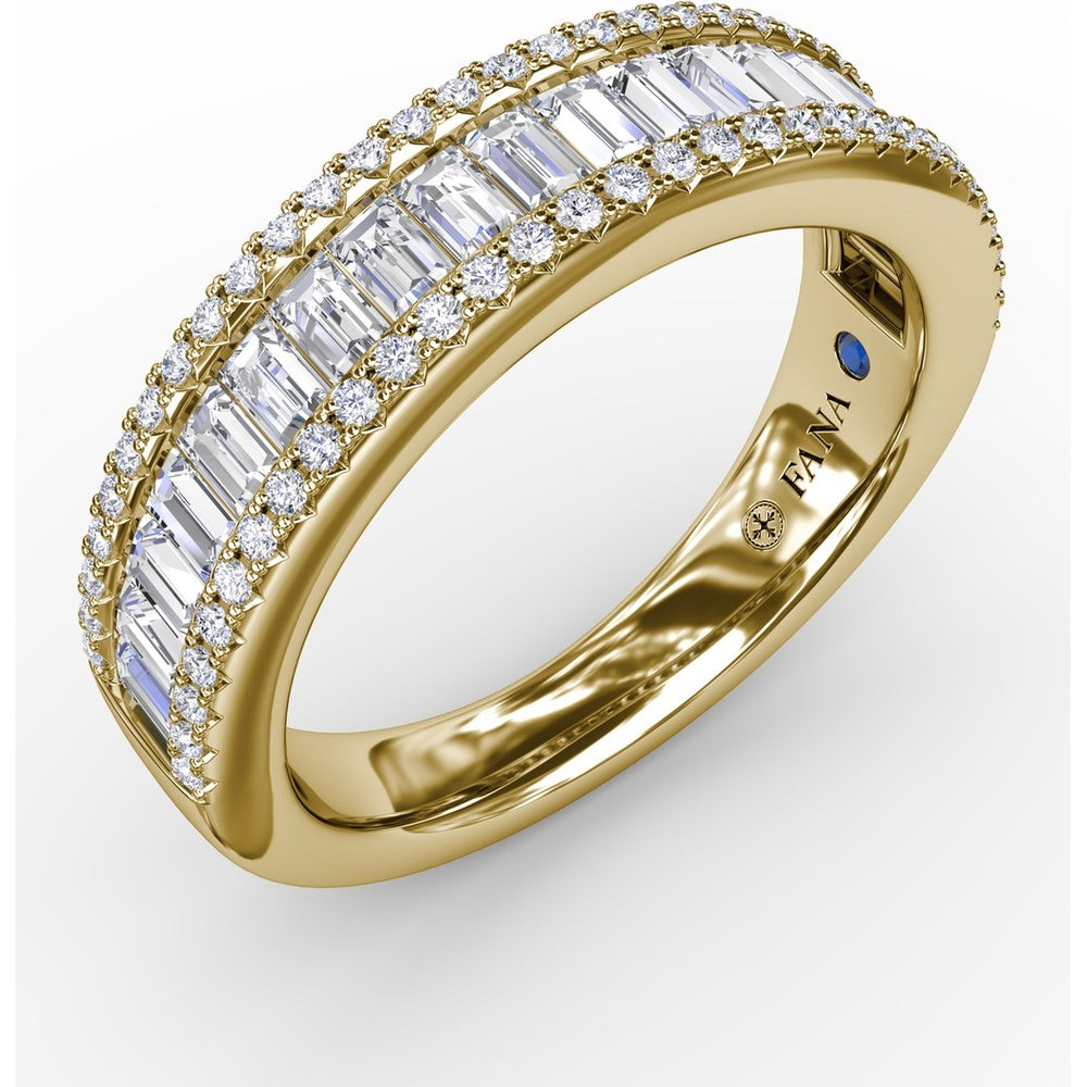 Triple-Row Band with Baguette and Round Pavé Diamonds by Fana - 1.49 Carat Total Diamond Weight