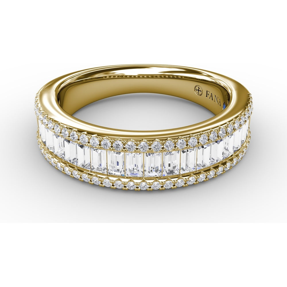 Triple-Row Band with Baguette and Round Pavé Diamonds by Fana - 1.49 Carat Total Diamond Weight