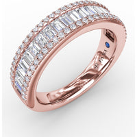 Triple-Row Band with Baguette and Round Pavé Diamonds by Fana - 1.49 Carat Total Diamond Weight