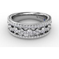 Triple-Row Diamond Band with Pavé and Prong-Set Round Diamonds by Fana - 1.16 Carat Total Diamond Weight