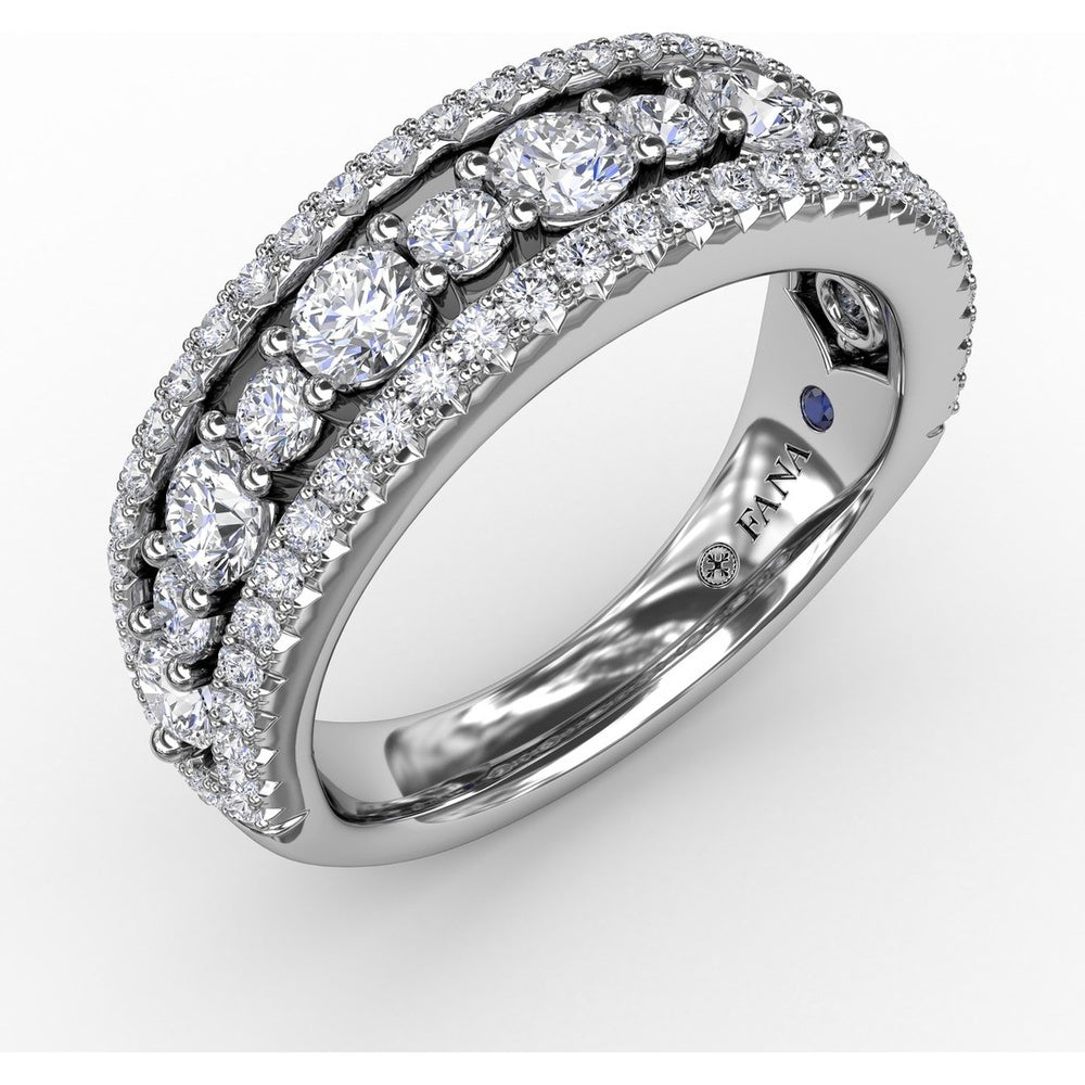 Triple Row Diamond Band with Round Brilliant Stones by Fana - 1.35 Carat Total Diamond Weight