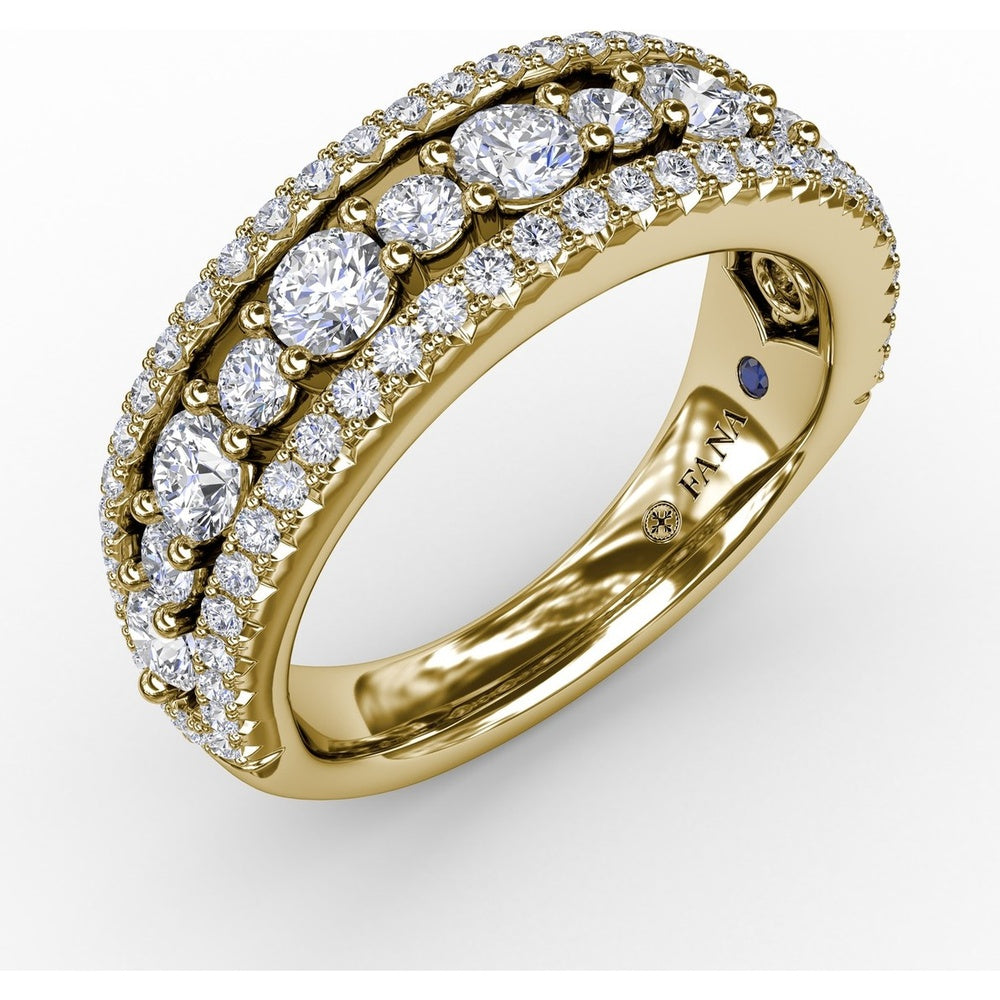 Triple Row Diamond Band with Round Brilliant Stones by Fana - 1.35 Carat Total Diamond Weight