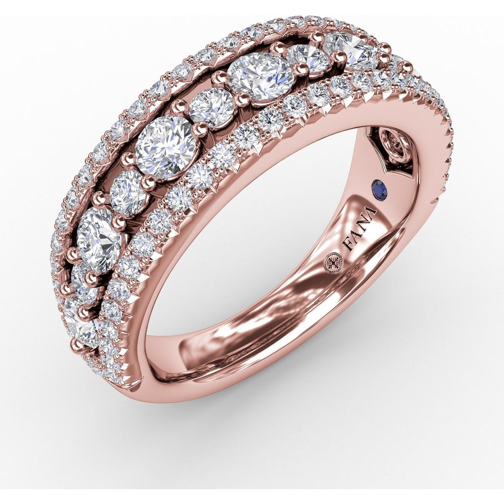 Triple Row Diamond Band with Round Brilliant Stones by Fana - 1.35 Carat Total Diamond Weight