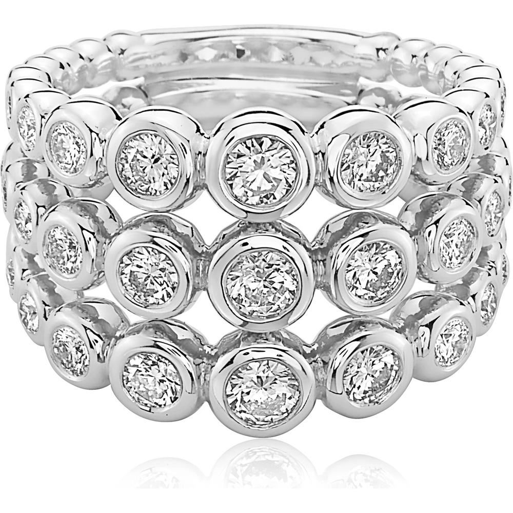 Triple Row Diamond Bubble Ring in 18K White Gold by Charles Krypell