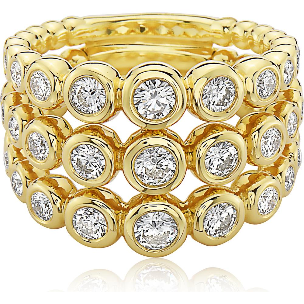 Triple Row Diamond Bubble Ring in 18K Yellow Gold by Charles Krypell