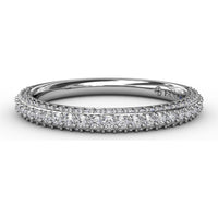 Triple Row Diamond Wedding Band with Pavé and Prong Set Round Diamonds by Fana - 0.50 Carat Total Diamond Weight