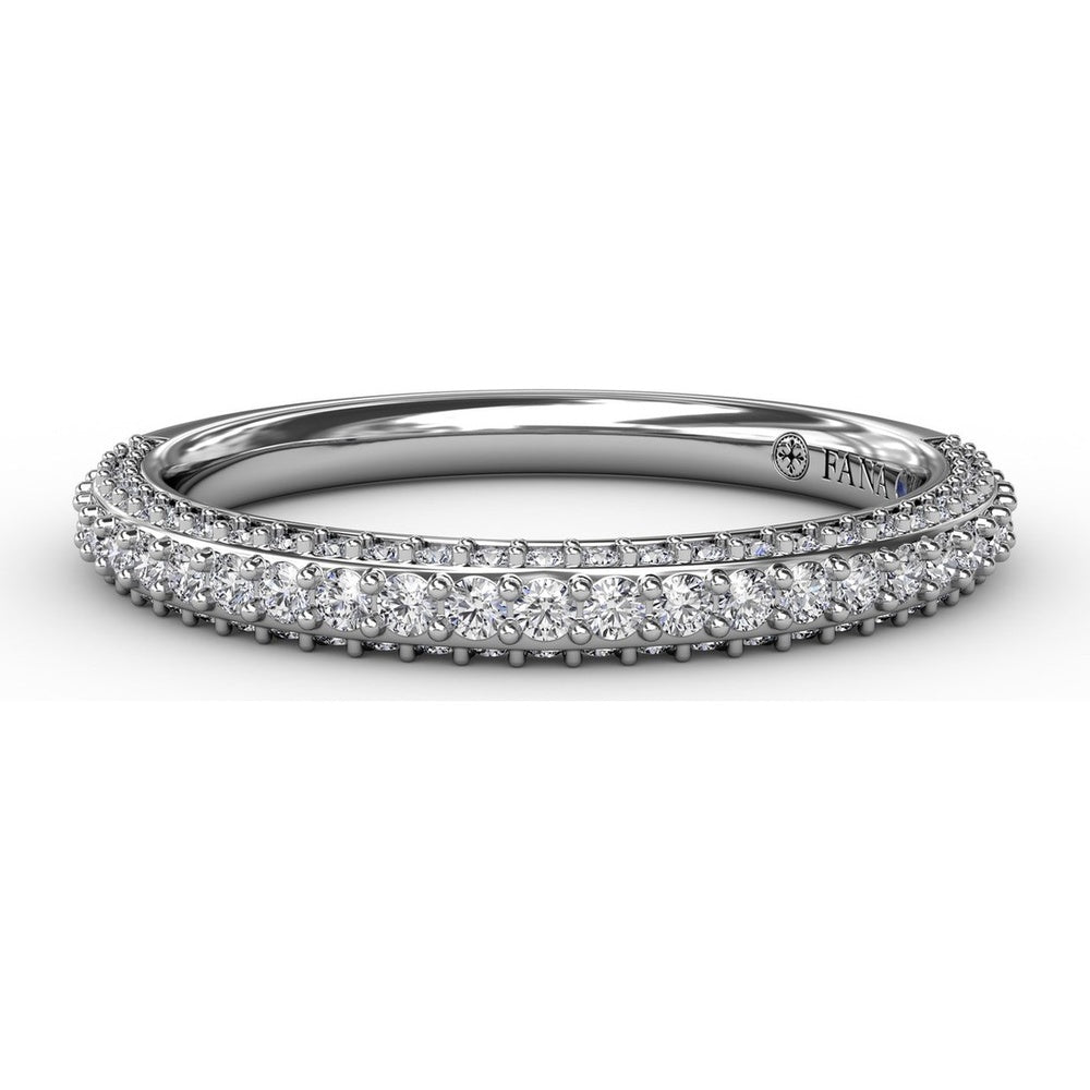 Triple Row Diamond Wedding Band with Pavé and Prong Set Round Diamonds by Fana - 0.50 Carat Total Diamond Weight