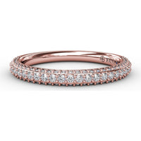 Triple Row Diamond Wedding Band with Pavé and Prong Set Round Diamonds by Fana - 0.50 Carat Total Diamond Weight
