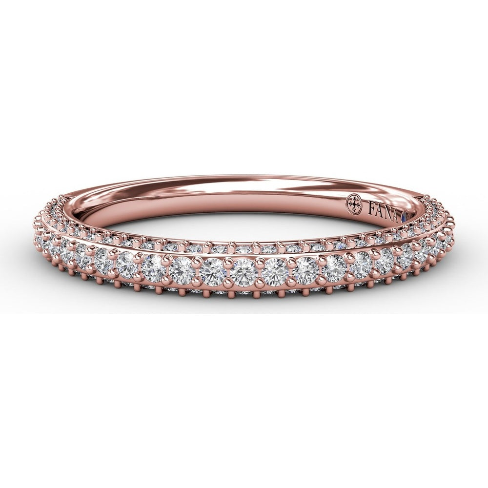 Triple Row Diamond Wedding Band with Pavé and Prong Set Round Diamonds by Fana - 0.50 Carat Total Diamond Weight