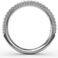 Triple Row Diamond Wedding Band with Pavé and Prong Set Round Diamonds by Fana - 0.50 Carat Total Diamond Weight