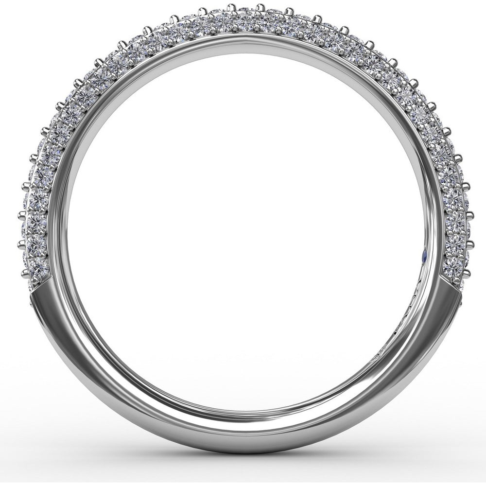 Triple Row Diamond Wedding Band with Pavé and Prong Set Round Diamonds by Fana - 0.50 Carat Total Diamond Weight