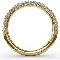 Triple Row Diamond Wedding Band with Pavé and Prong Set Round Diamonds by Fana - 0.50 Carat Total Diamond Weight