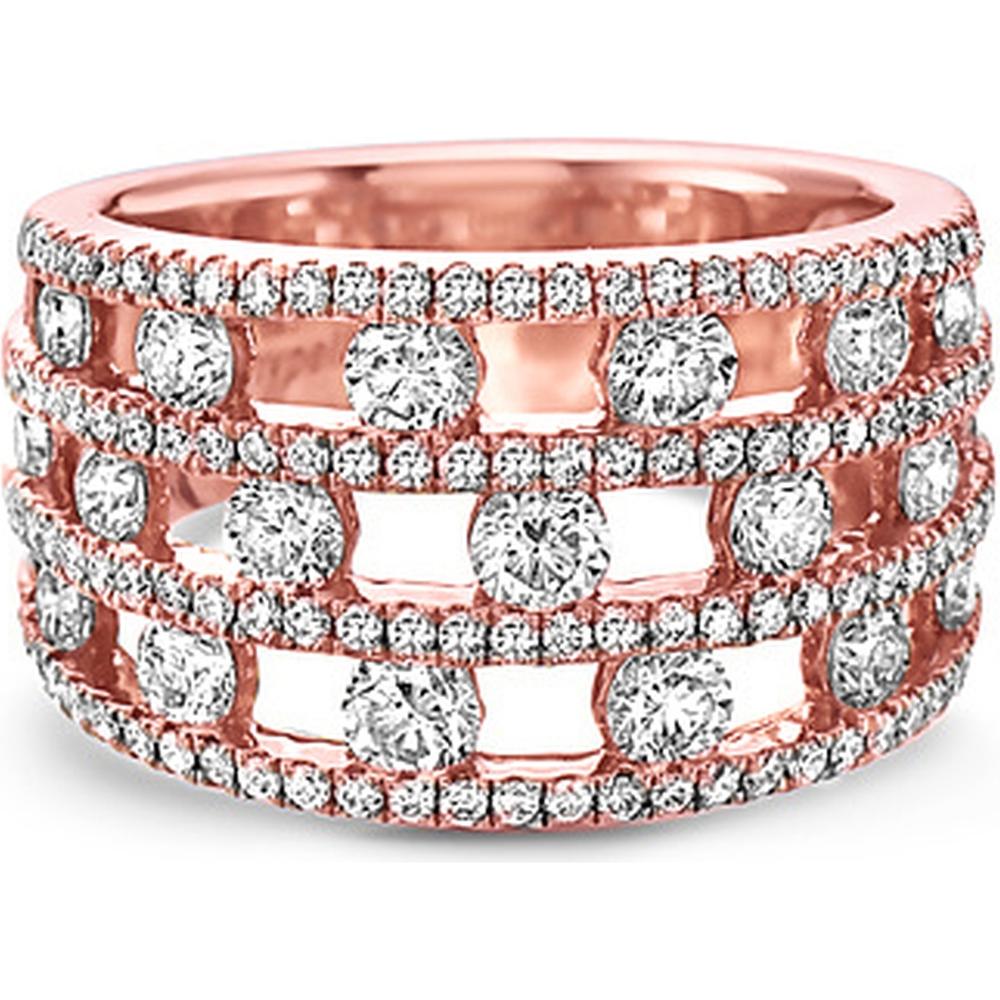 Triple Row Floating Diamond Band Ring in 18K Rose Gold by Charles Krypell