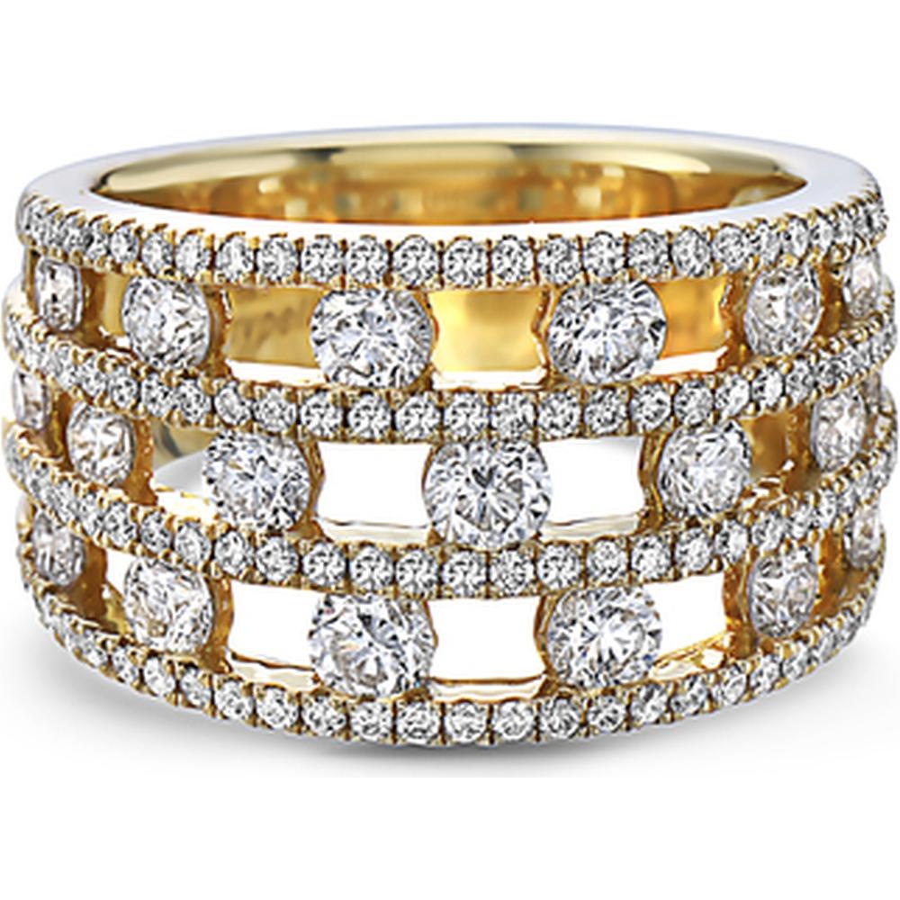 Triple Row Floating Diamond Band Ring in 18K Yellow Gold by Charles Krypell