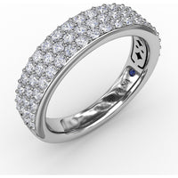 Triple Row Pavé Diamond Band with Round Brilliant Diamonds by Fana - 0.92 Carat Total Diamond Weight