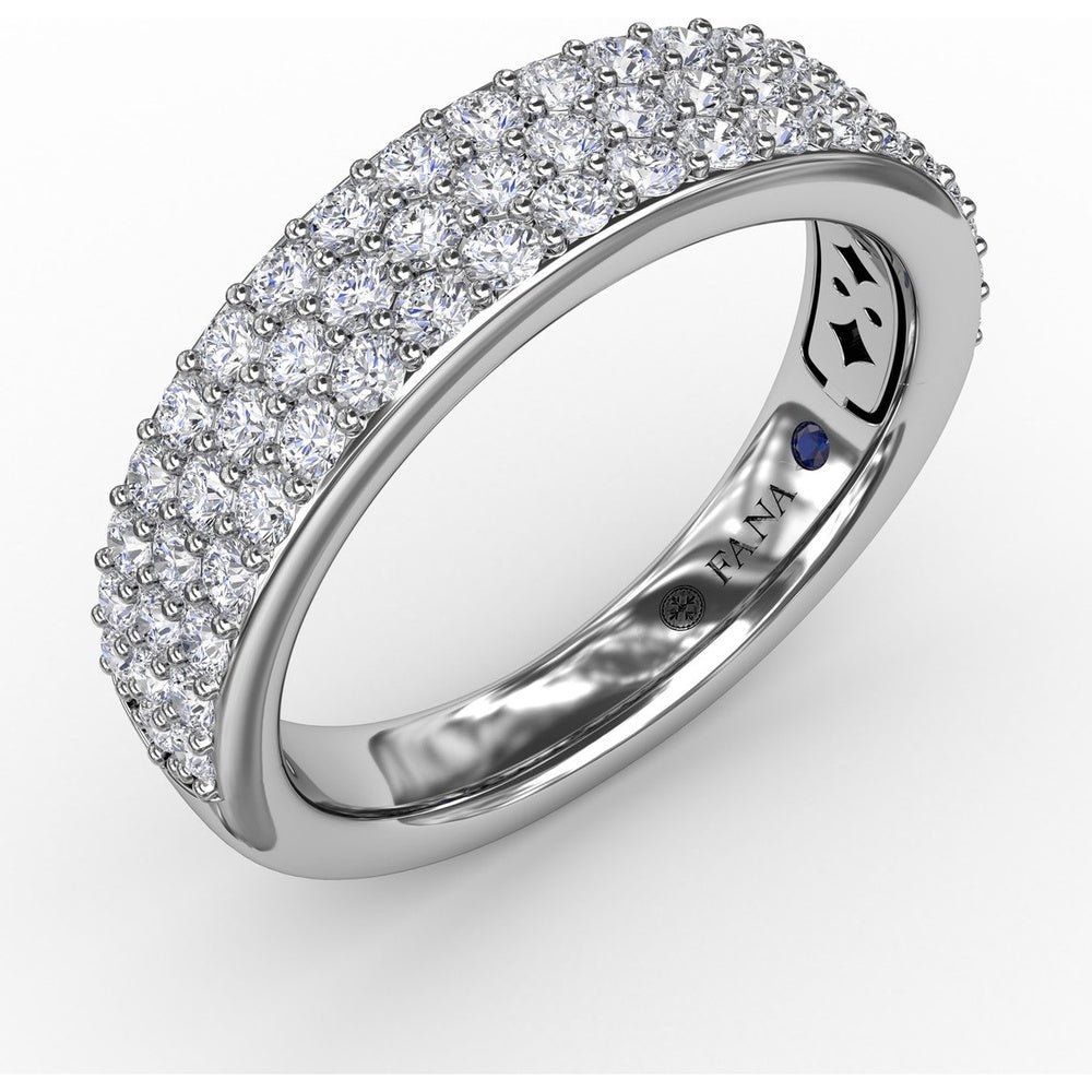 Triple Row Pavé Diamond Band with Round Brilliant Diamonds by Fana - 0.92 Carat Total Diamond Weight
