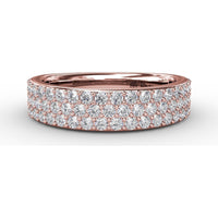 Triple Row Pavé Diamond Band with Round Brilliant Diamonds by Fana - 0.92 Carat Total Diamond Weight