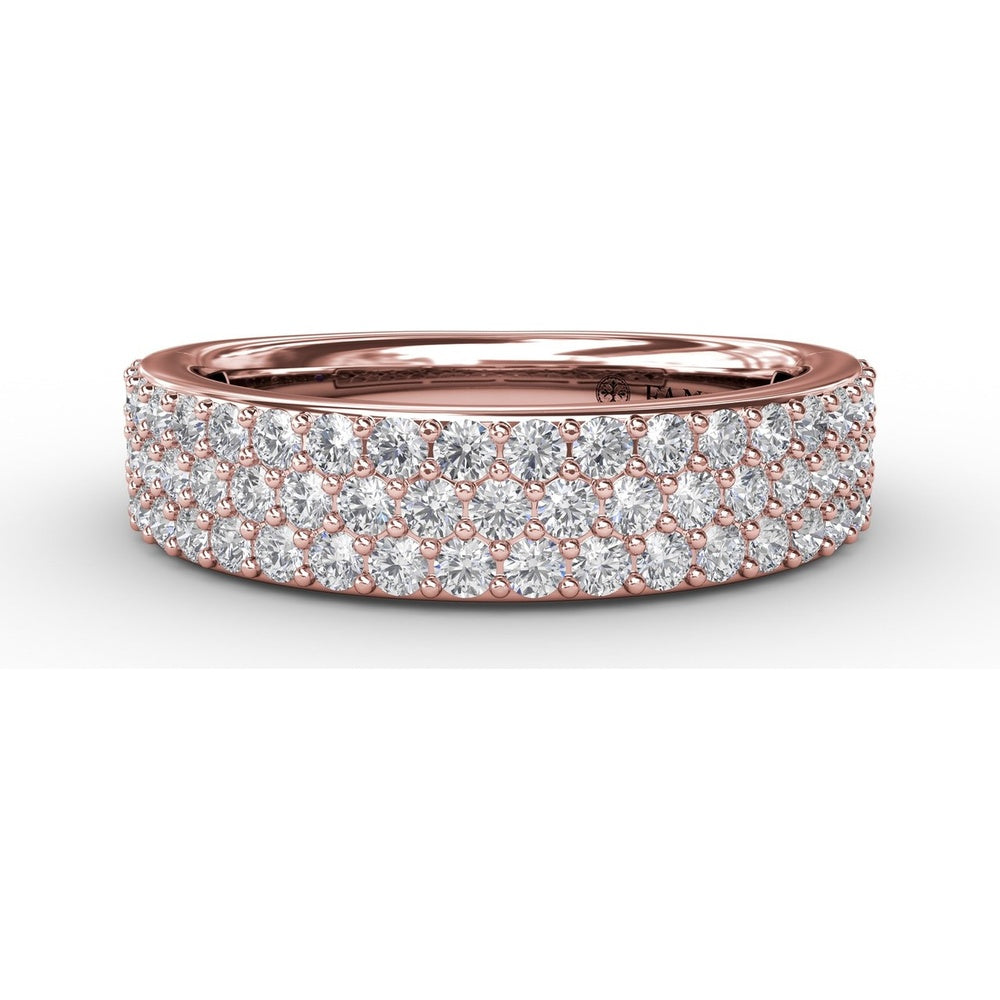 Triple Row Pavé Diamond Band with Round Brilliant Diamonds by Fana - 0.92 Carat Total Diamond Weight