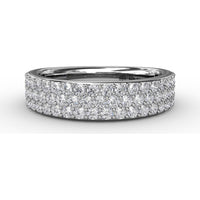 Triple Row Pavé Diamond Band with Round Brilliant Diamonds by Fana - 0.92 Carat Total Diamond Weight
