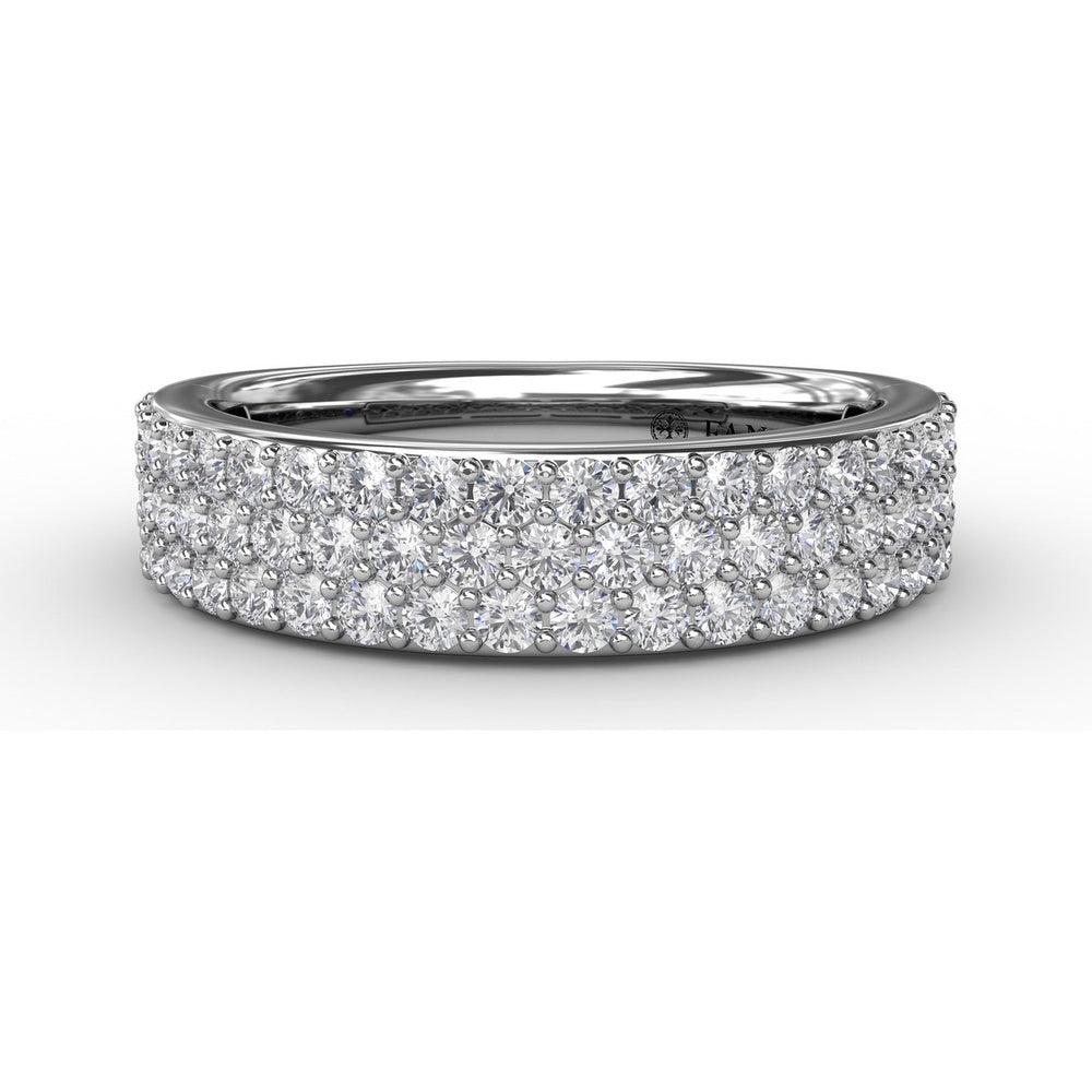 Triple Row Pavé Diamond Band with Round Brilliant Diamonds by Fana - 0.92 Carat Total Diamond Weight