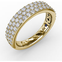 Triple Row Pavé Diamond Band with Round Brilliant Diamonds by Fana - 0.92 Carat Total Diamond Weight