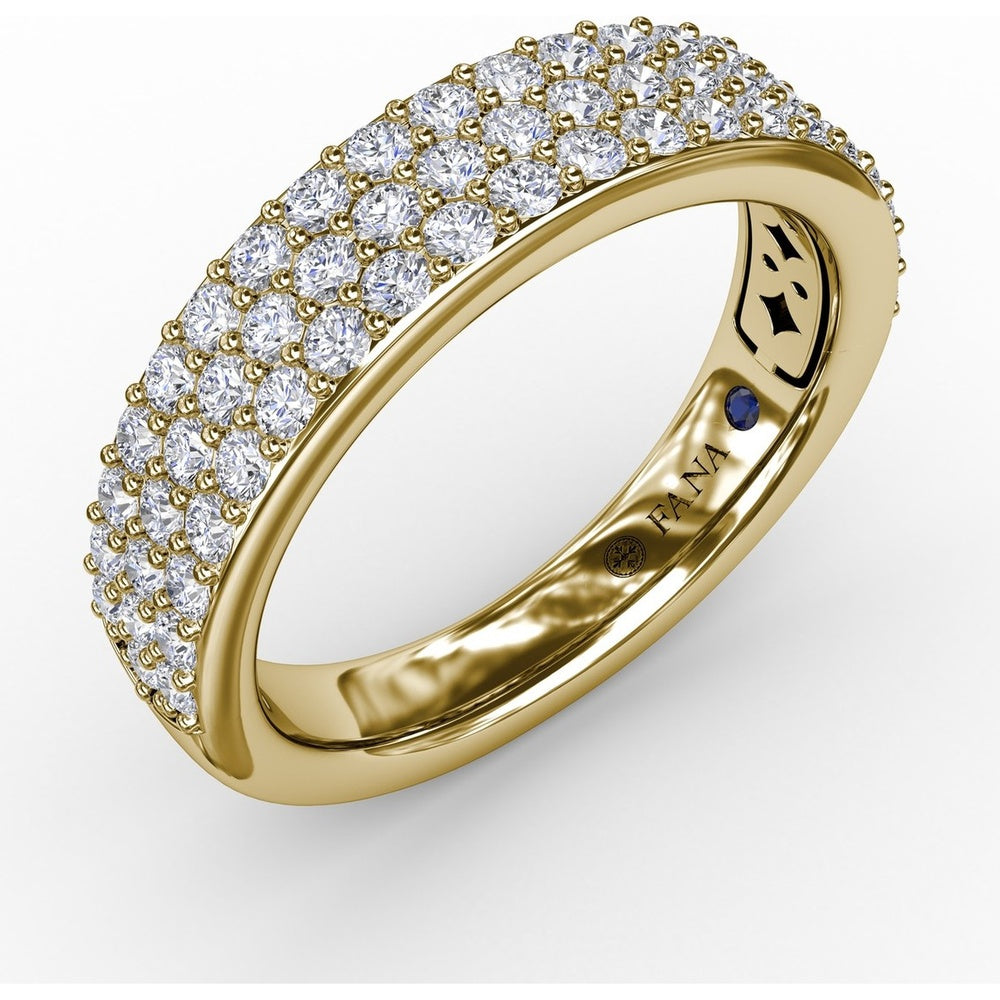 Triple Row Pavé Diamond Band with Round Brilliant Diamonds by Fana - 0.92 Carat Total Diamond Weight