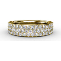 Triple Row Pavé Diamond Band with Round Brilliant Diamonds by Fana - 0.92 Carat Total Diamond Weight