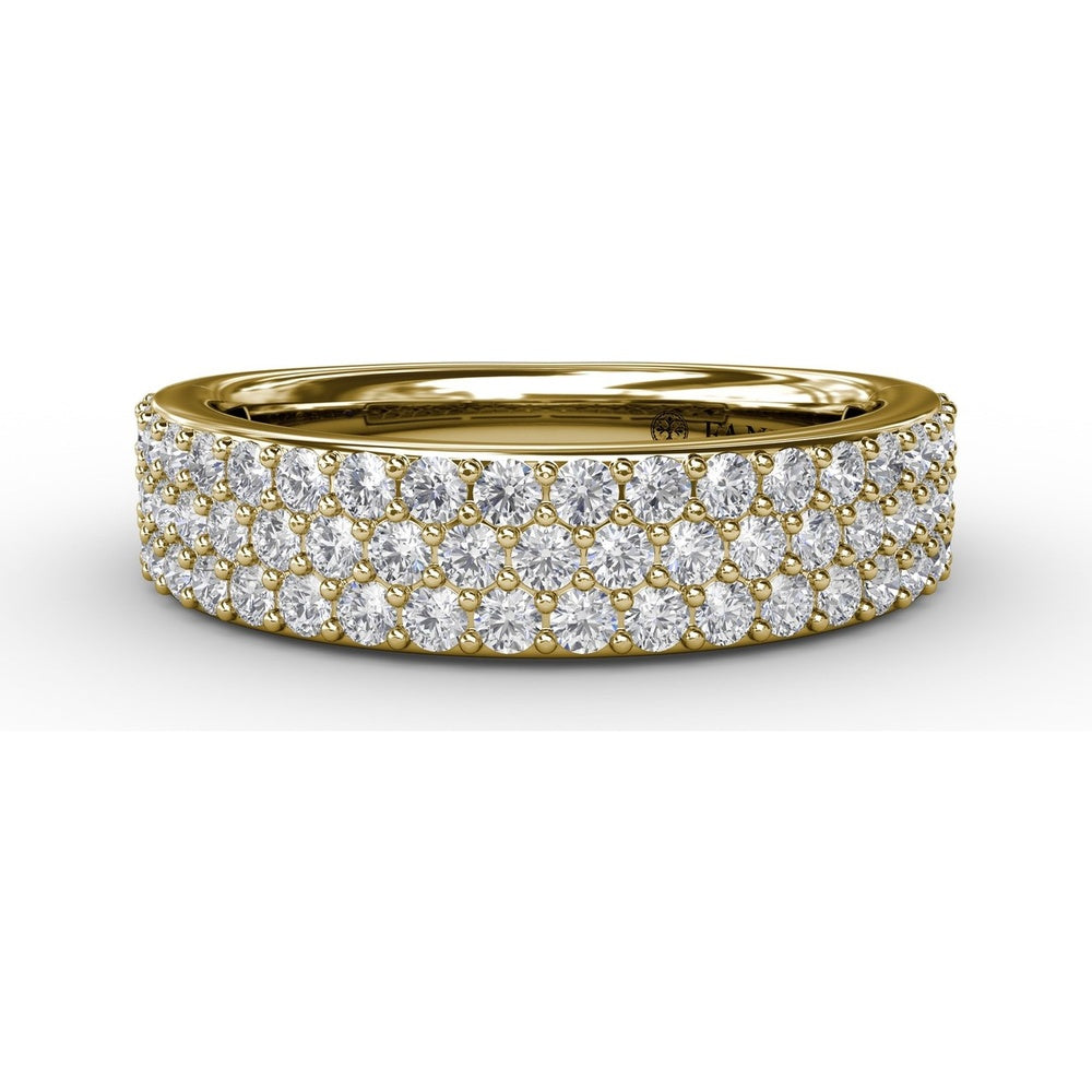 Triple Row Pavé Diamond Band with Round Brilliant Diamonds by Fana - 0.92 Carat Total Diamond Weight
