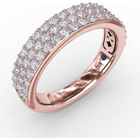 Triple Row Pavé Diamond Band with Round Brilliant Diamonds by Fana - 0.92 Carat Total Diamond Weight